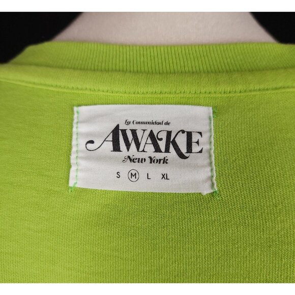 Awake NY Block Out Logo Long Sleeve T-Shirt Size M Mens Green $70 - Picture 10 of 14